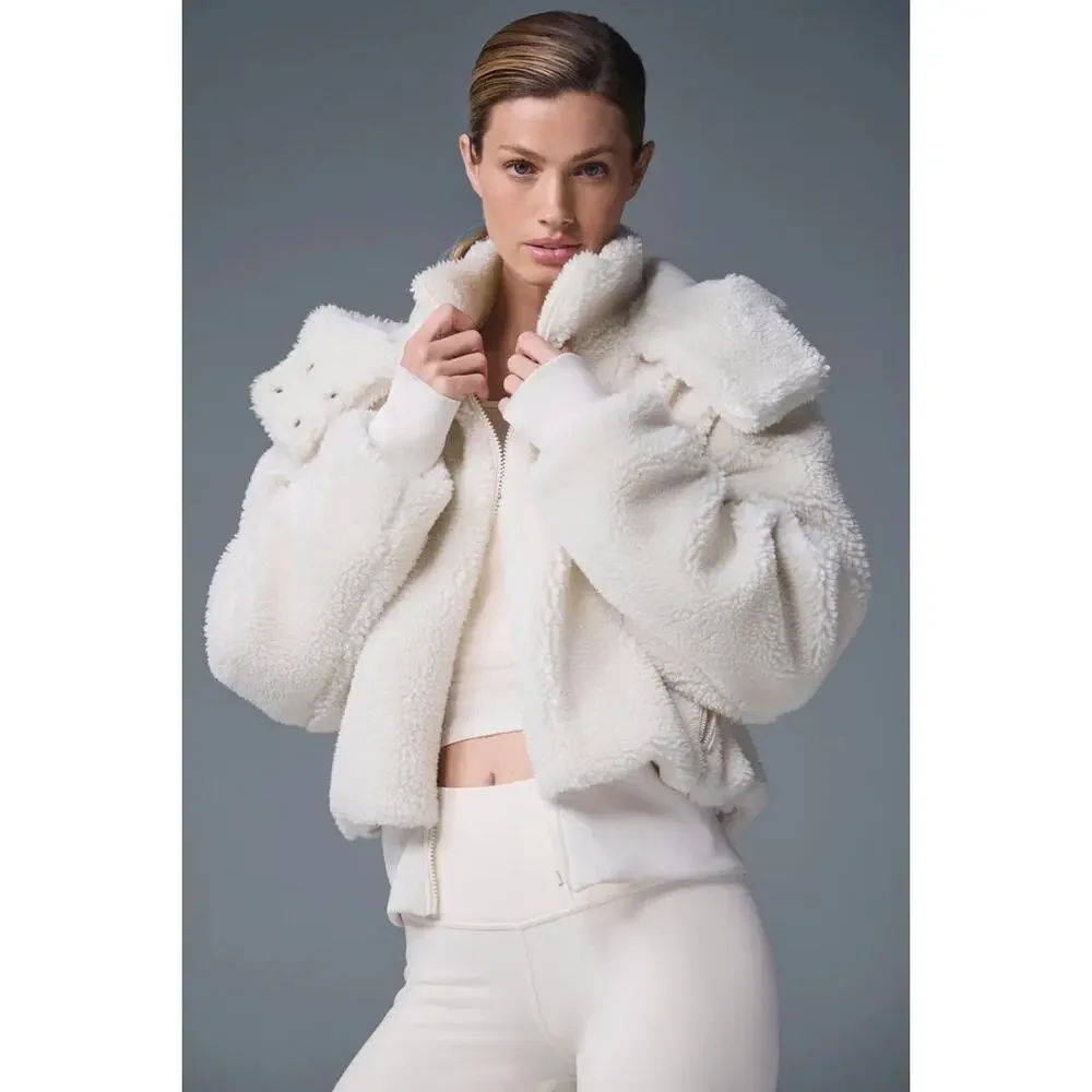 NWT Alo Yoga Foxy Sherpa Jacket Ivory Sz XS